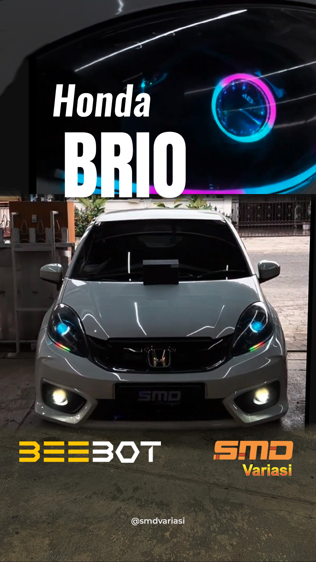 Beebot Lampung - upgrade Biled Projector pada Honda Brio di SMD Variasi